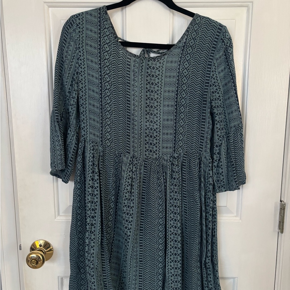Dark teal flowy dress with 3/4 sleeves